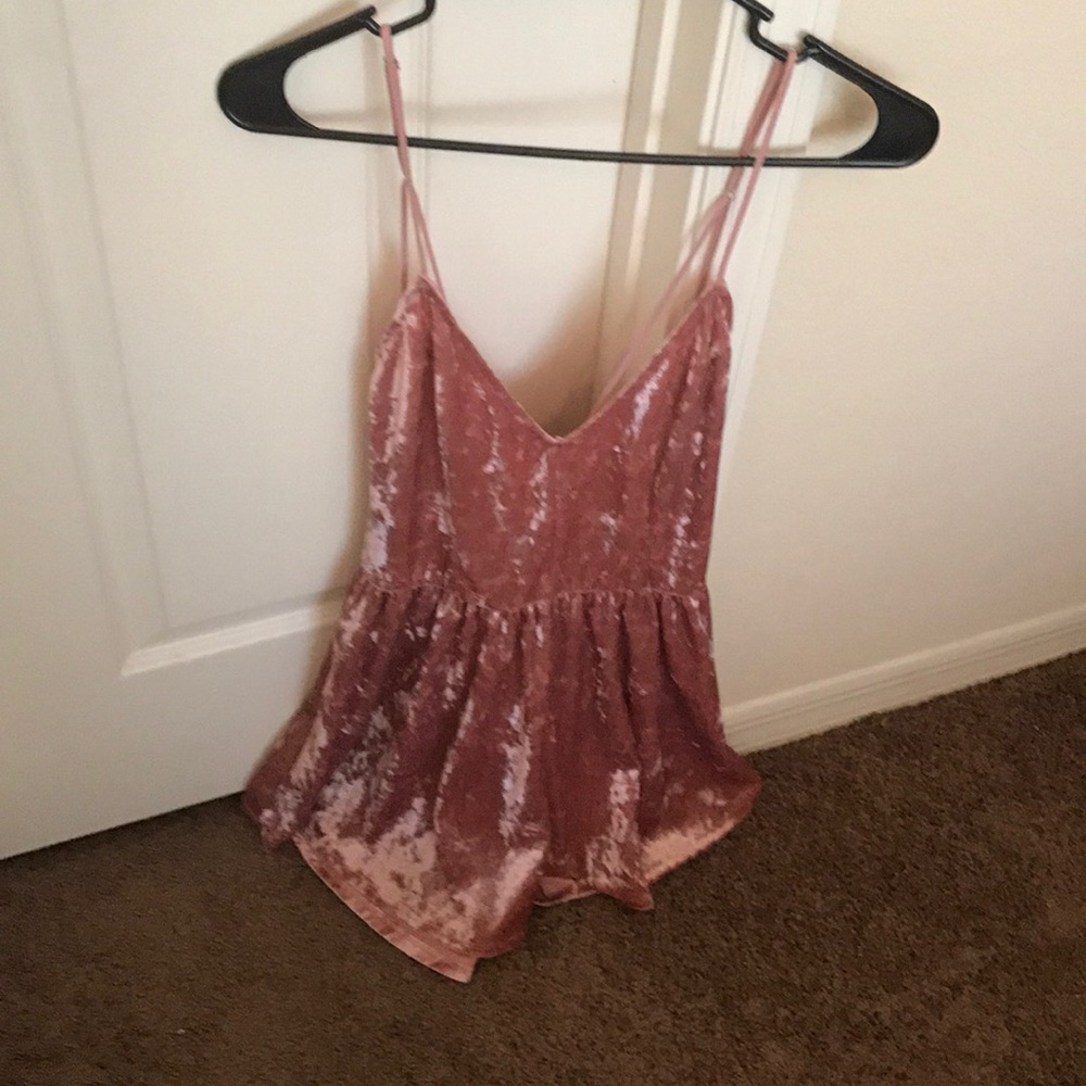 Pink velvet romper
